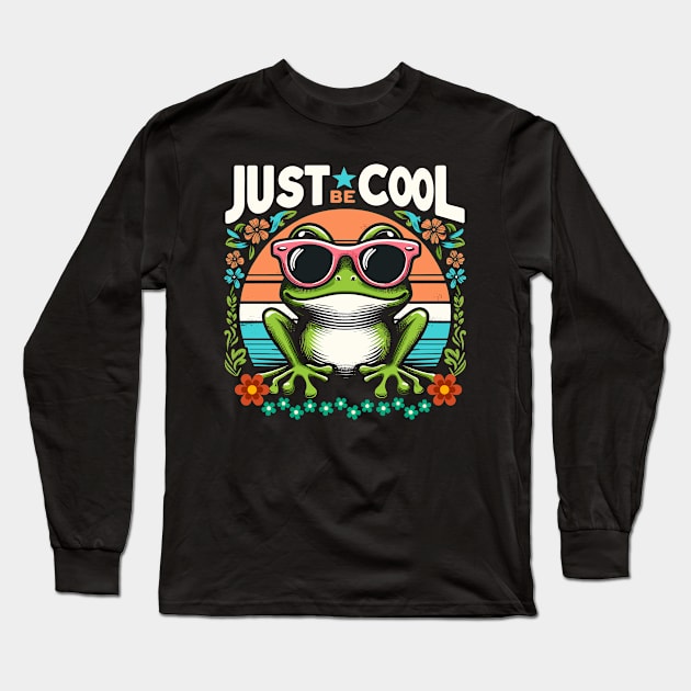 Just Be Cool - Cool Cute Frog Long Sleeve T-Shirt by JessArty